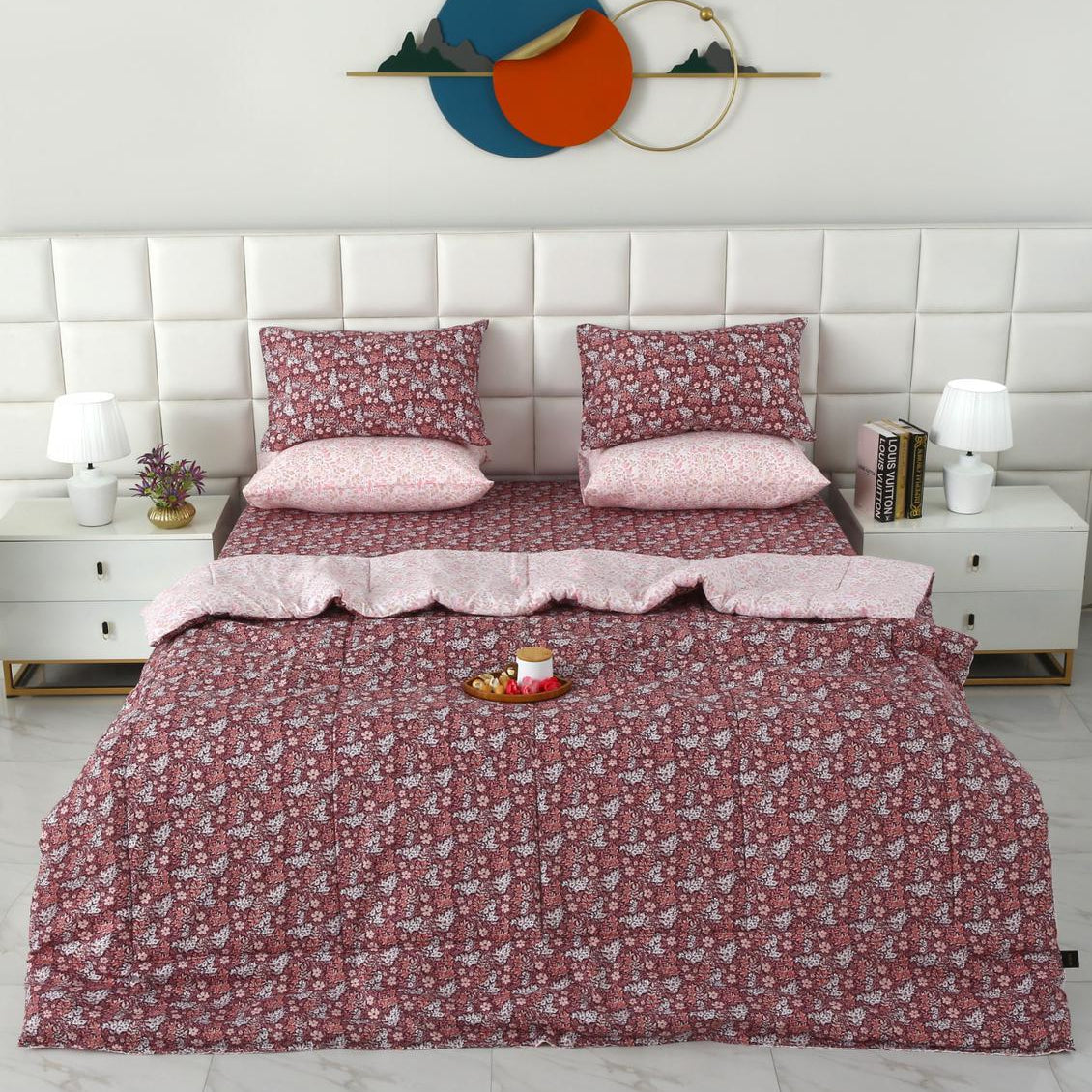 6 PCs Summer Comforter Set- COM003 Bed Spread Apricot