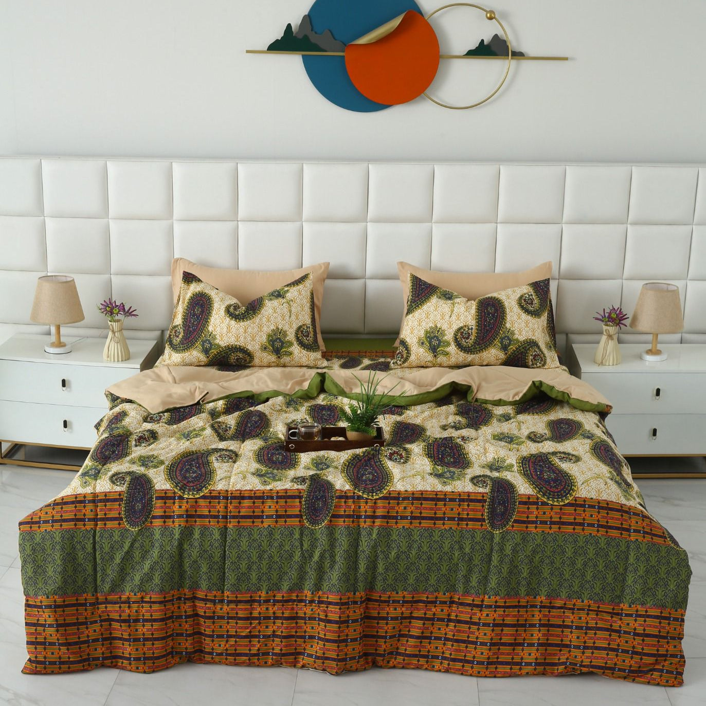 6 PCs Summer Comforter Set- COM004 Bed Spread Apricot