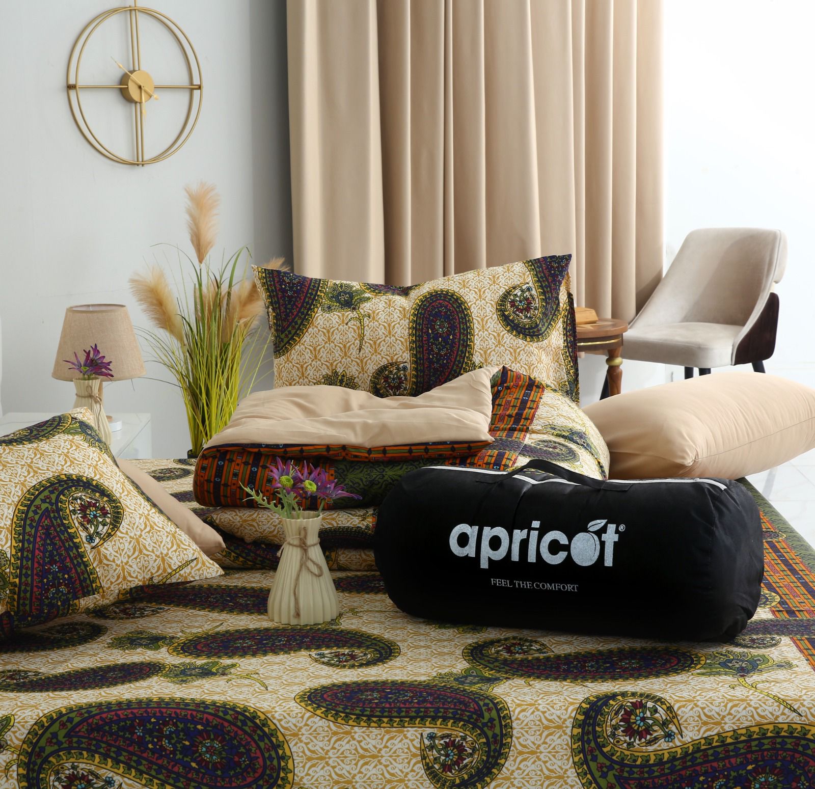 6 PCs Summer Comforter Set- COM004 Bed Spread Apricot