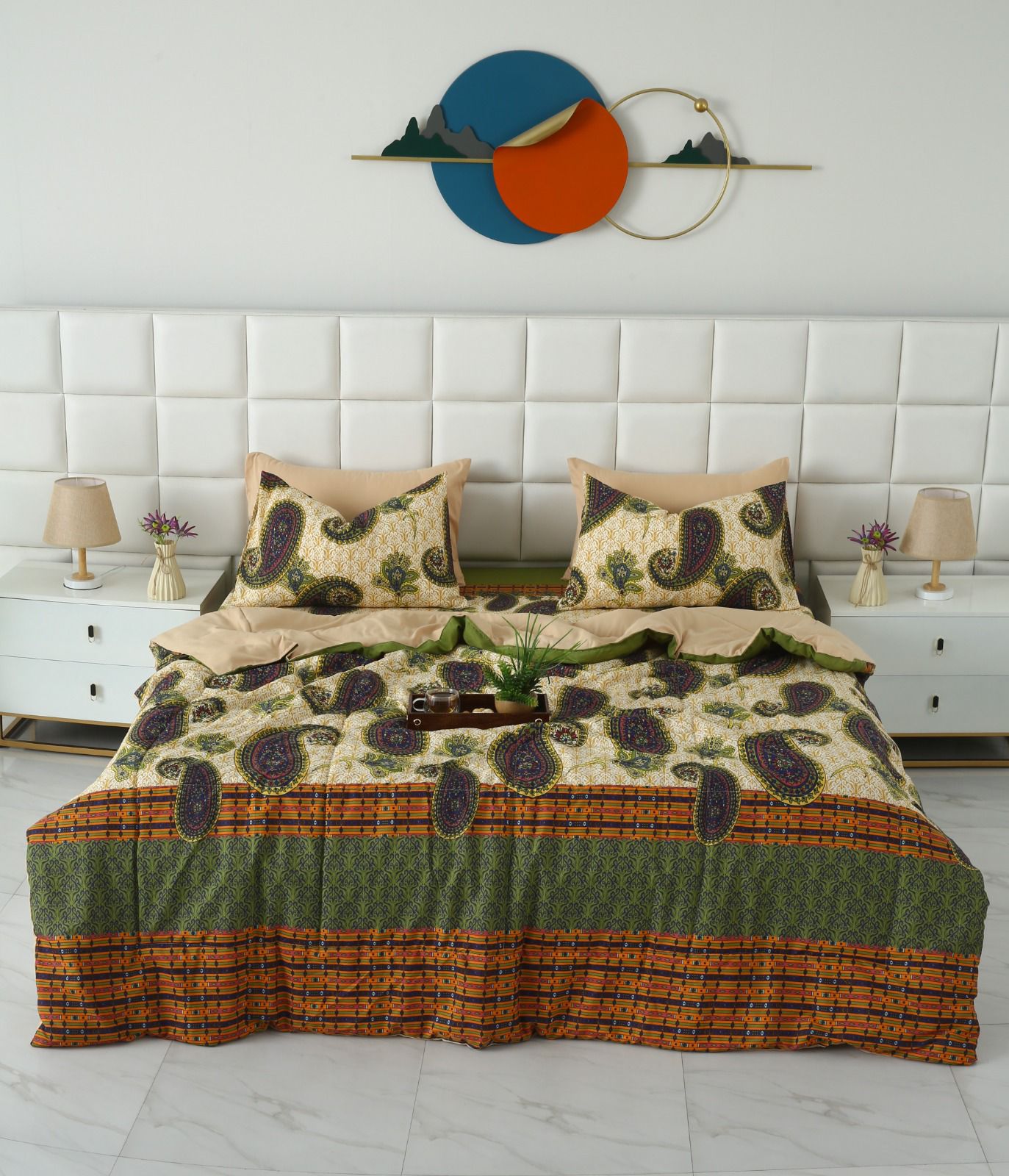 6 PCs Summer Comforter Set- COM004 Bed Spread Apricot