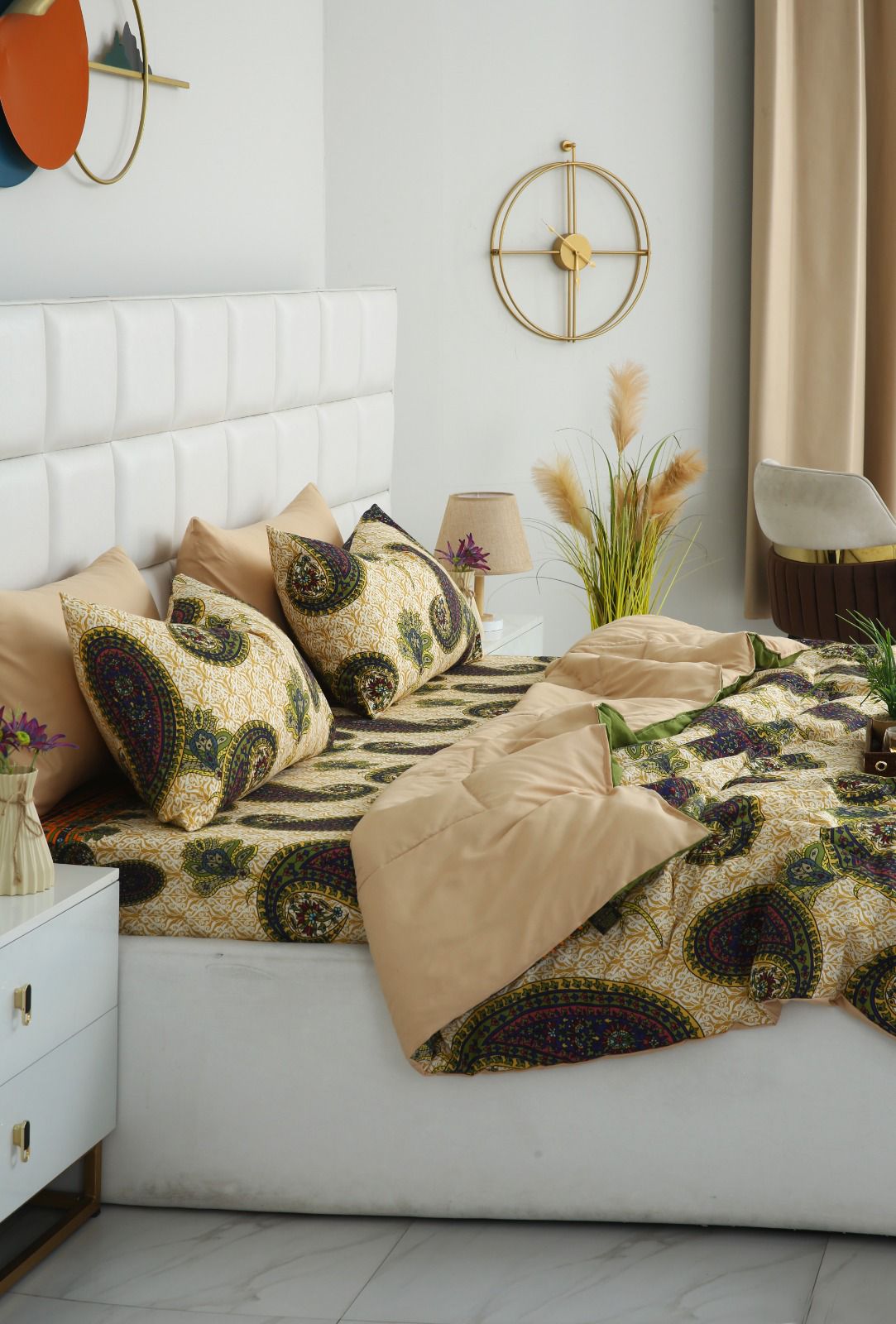 6 PCs Summer Comforter Set- COM004 Bed Spread Apricot