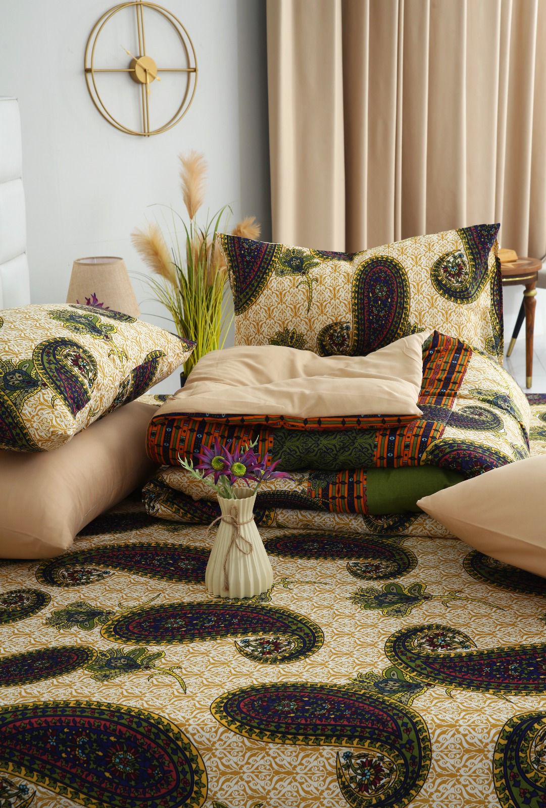 6 PCs Summer Comforter Set- COM004 Bed Spread Apricot