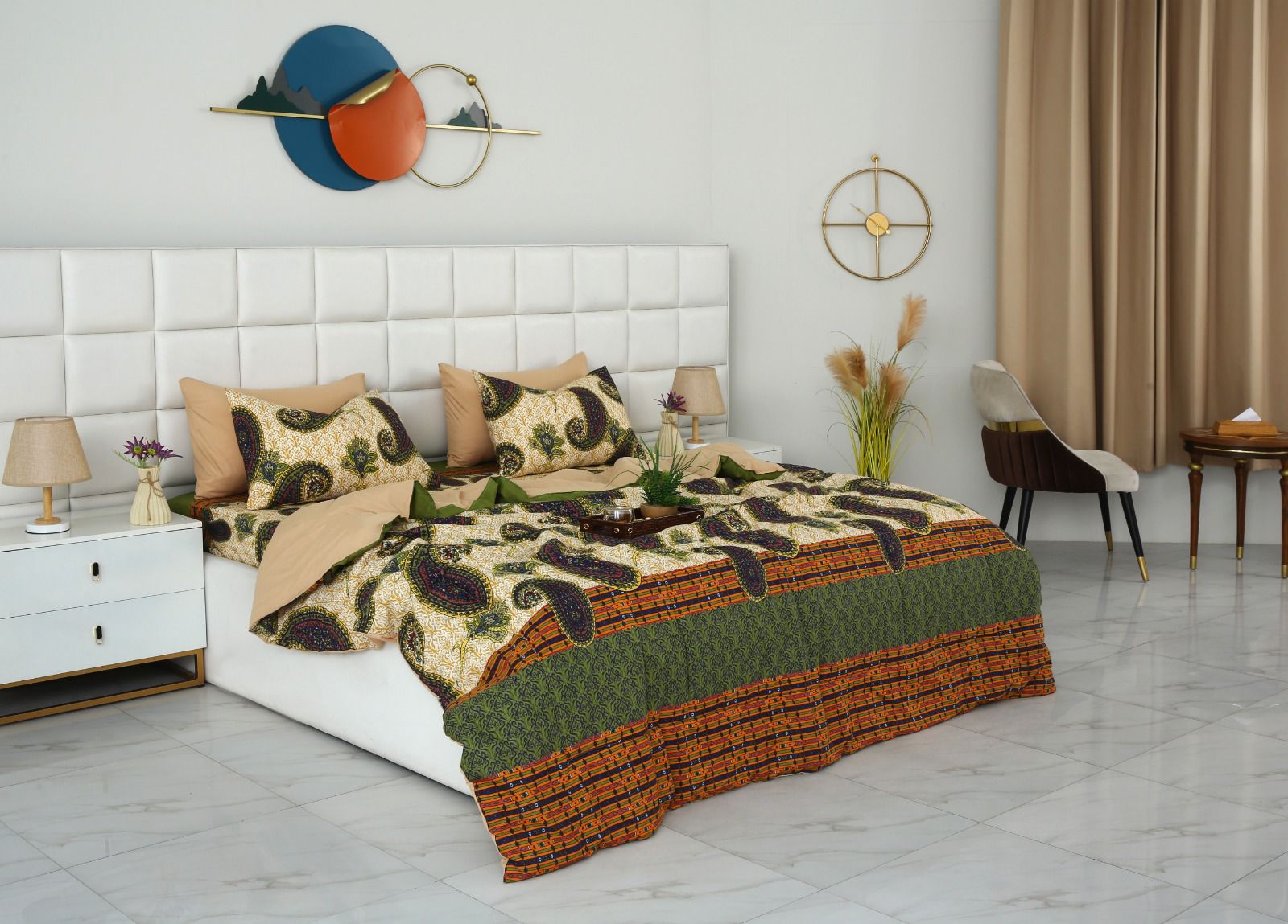 6 PCs Summer Comforter Set- COM004 Bed Spread Apricot