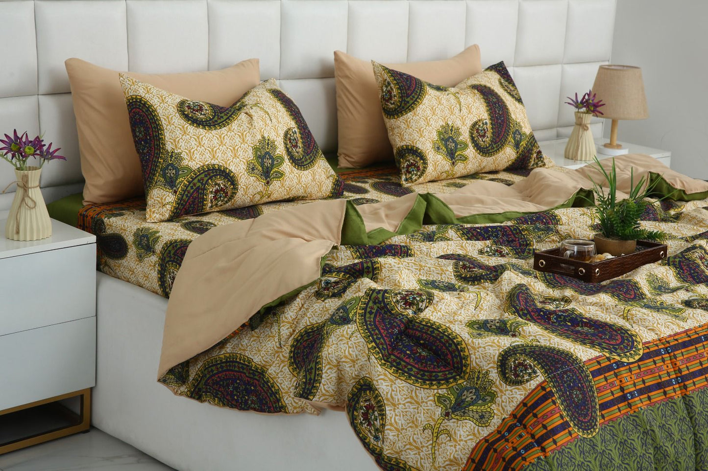 6 PCs Summer Comforter Set- COM004 Bed Spread Apricot