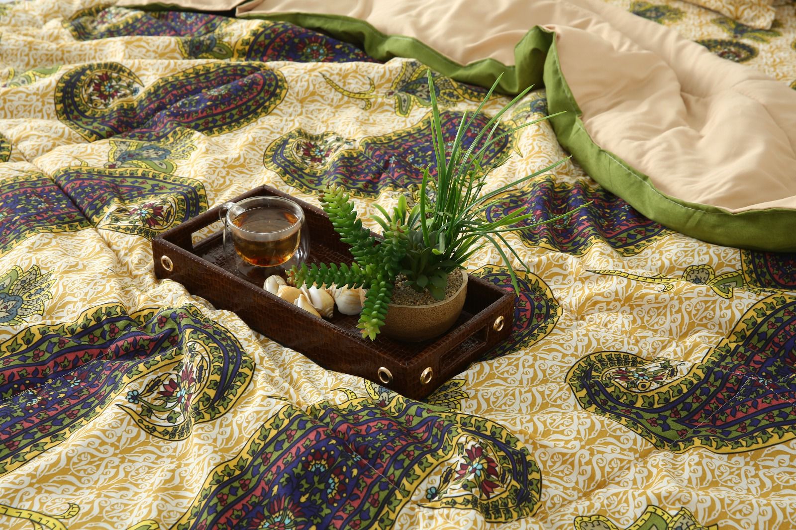 6 PCs Summer Comforter Set- COM004 Bed Spread Apricot