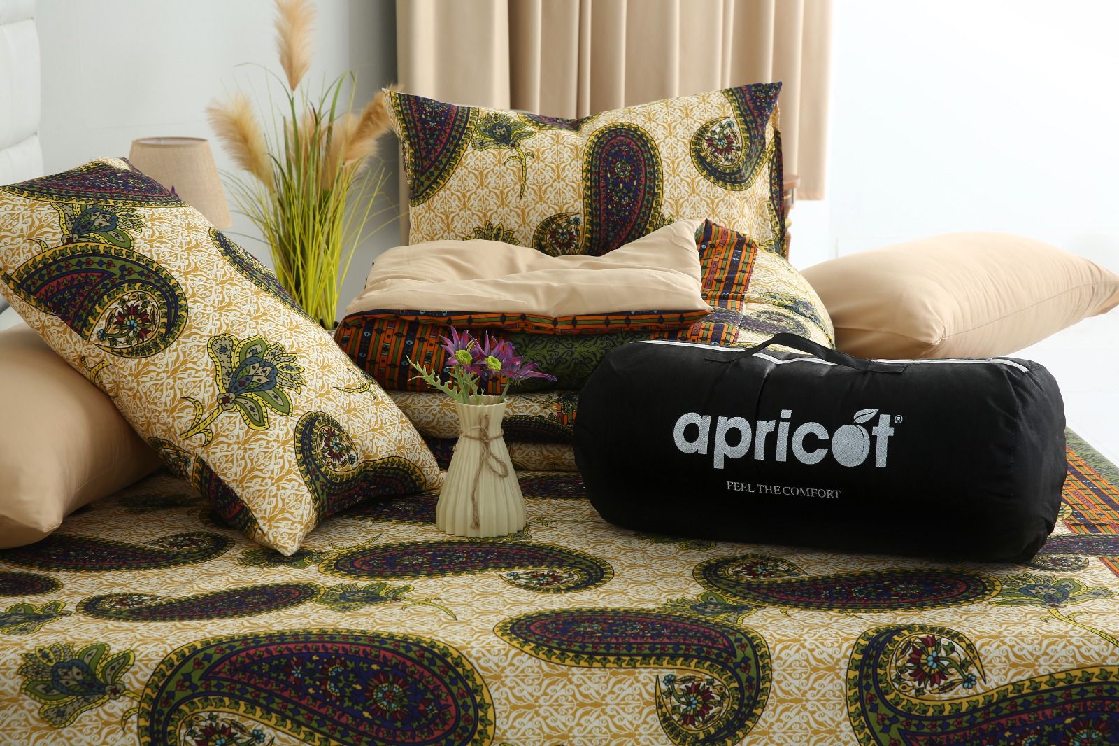 6 PCs Summer Comforter Set- COM004 Bed Spread Apricot