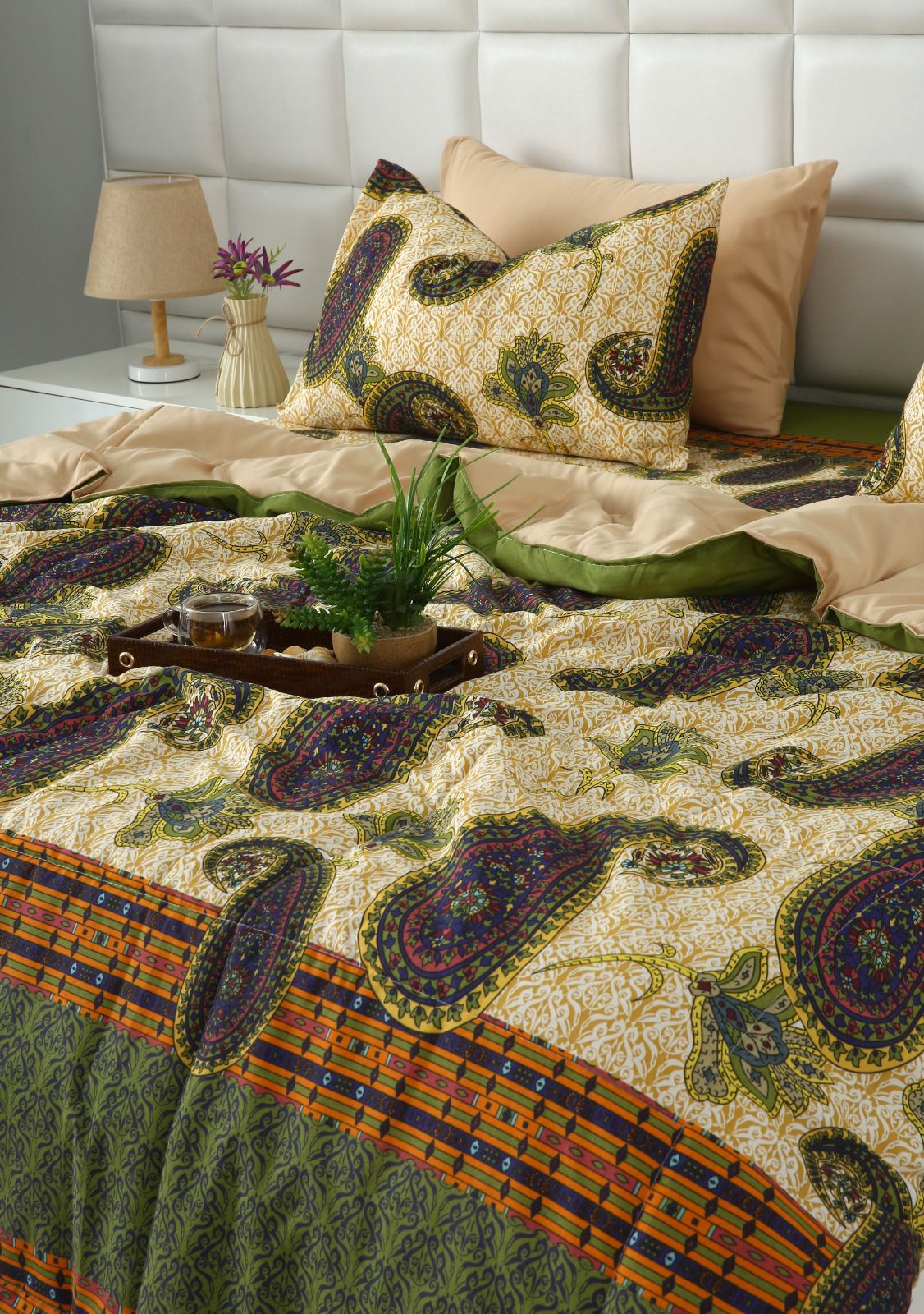 6 PCs Summer Comforter Set- COM004 Bed Spread Apricot