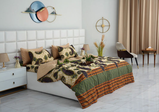 6 PCs Summer Comforter Set- COM004 Bed Spread Apricot
