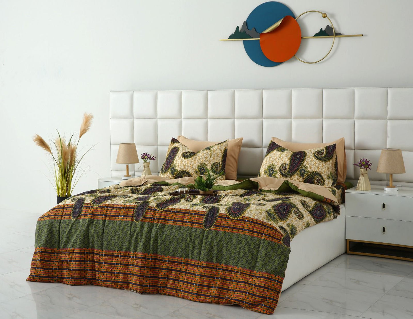 6 PCs Summer Comforter Set- COM004 Bed Spread Apricot