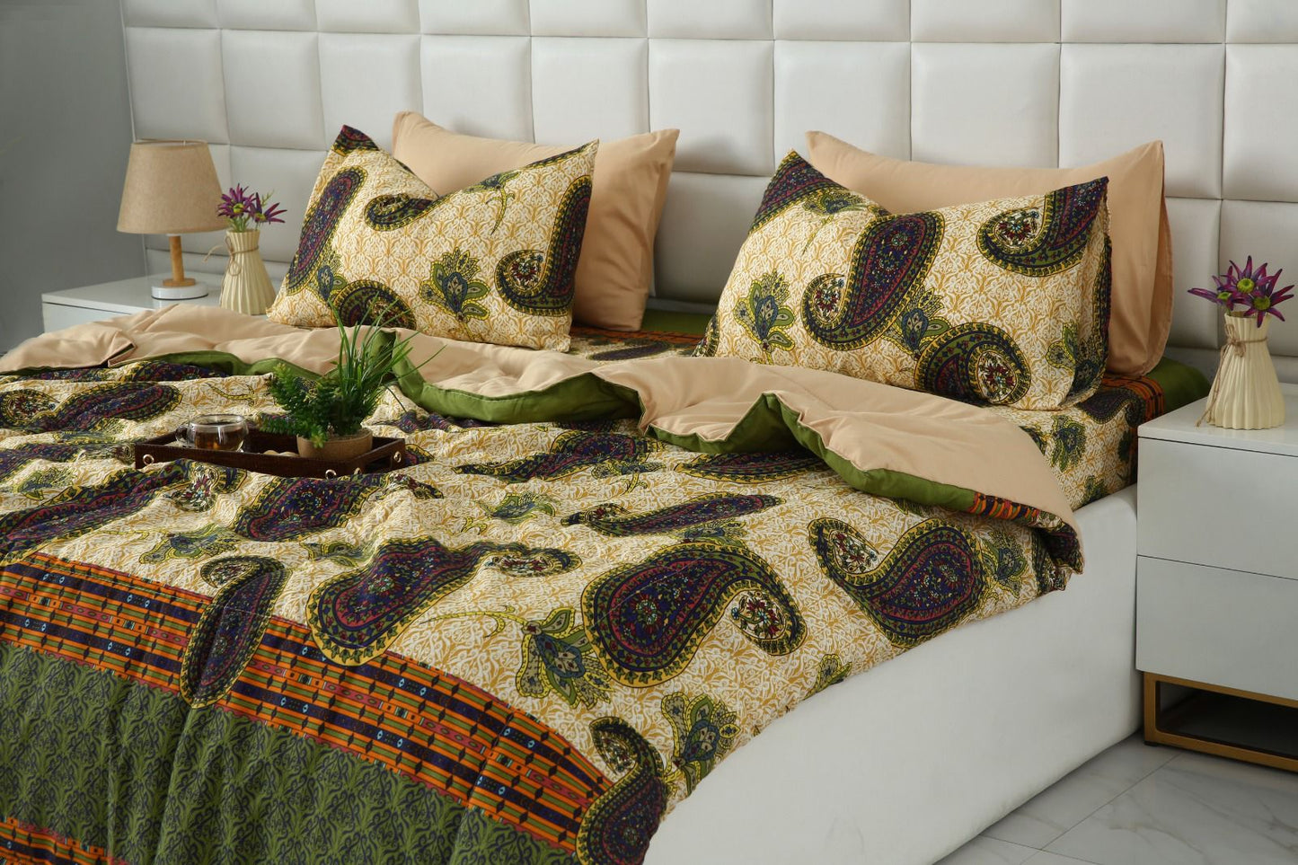 6 PCs Summer Comforter Set- COM004 Bed Spread Apricot