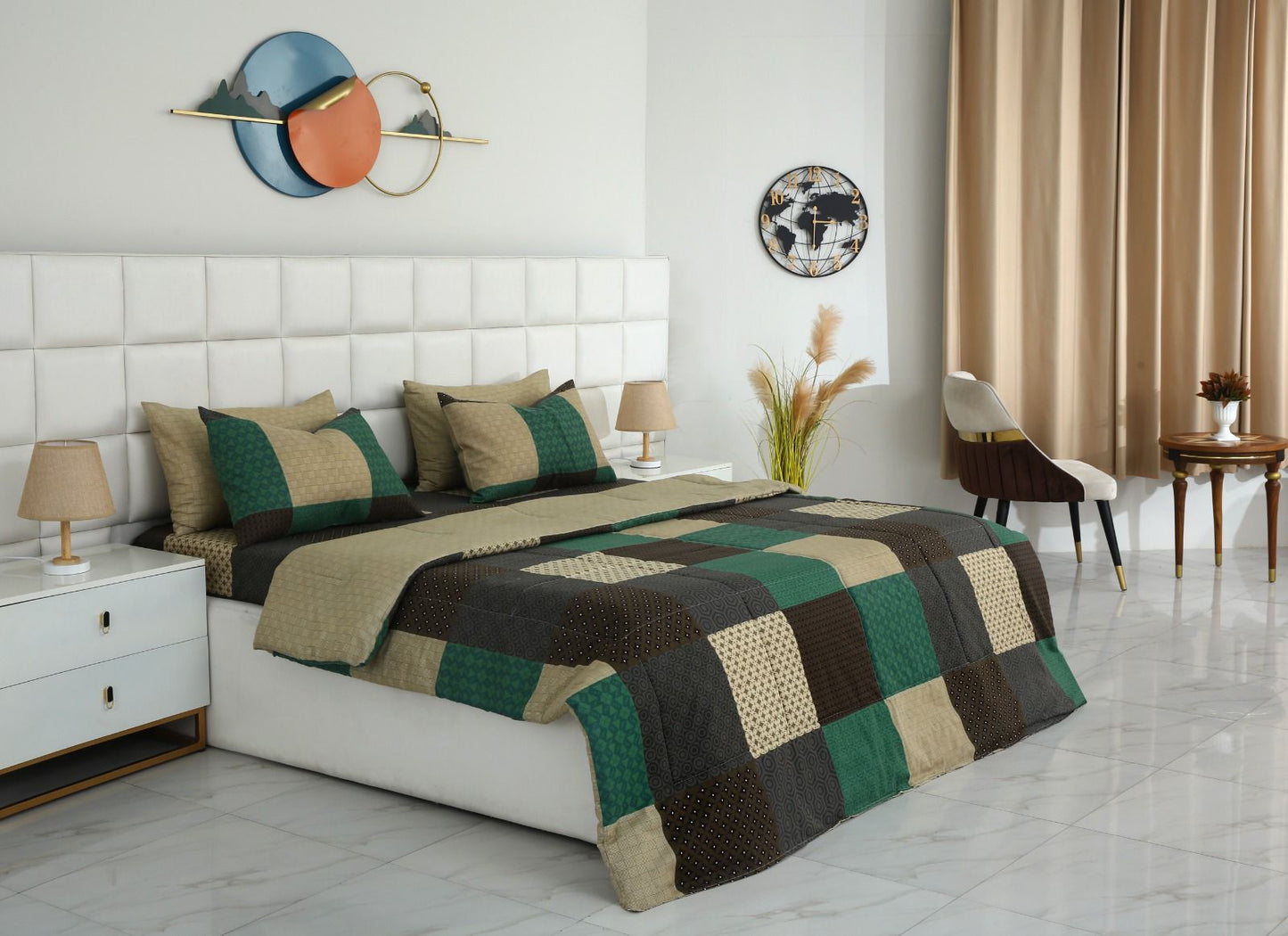 6 PCs Summer Comforter Set- COM002 Bed Spread Apricot