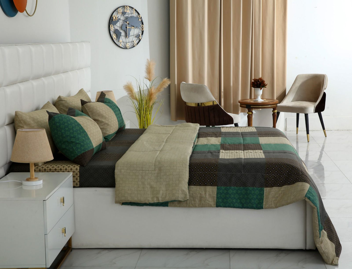 6 PCs Summer Comforter Set- COM002 Bed Spread Apricot
