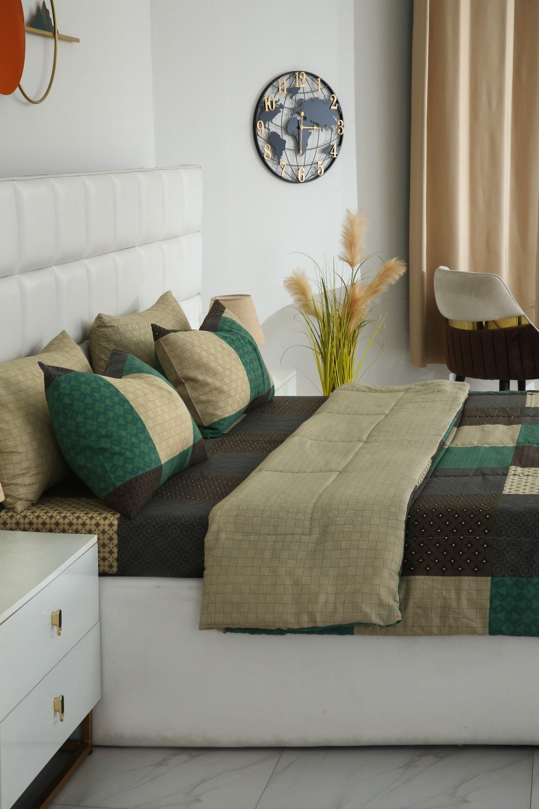 6 PCs Summer Comforter Set- COM002 Bed Spread Apricot