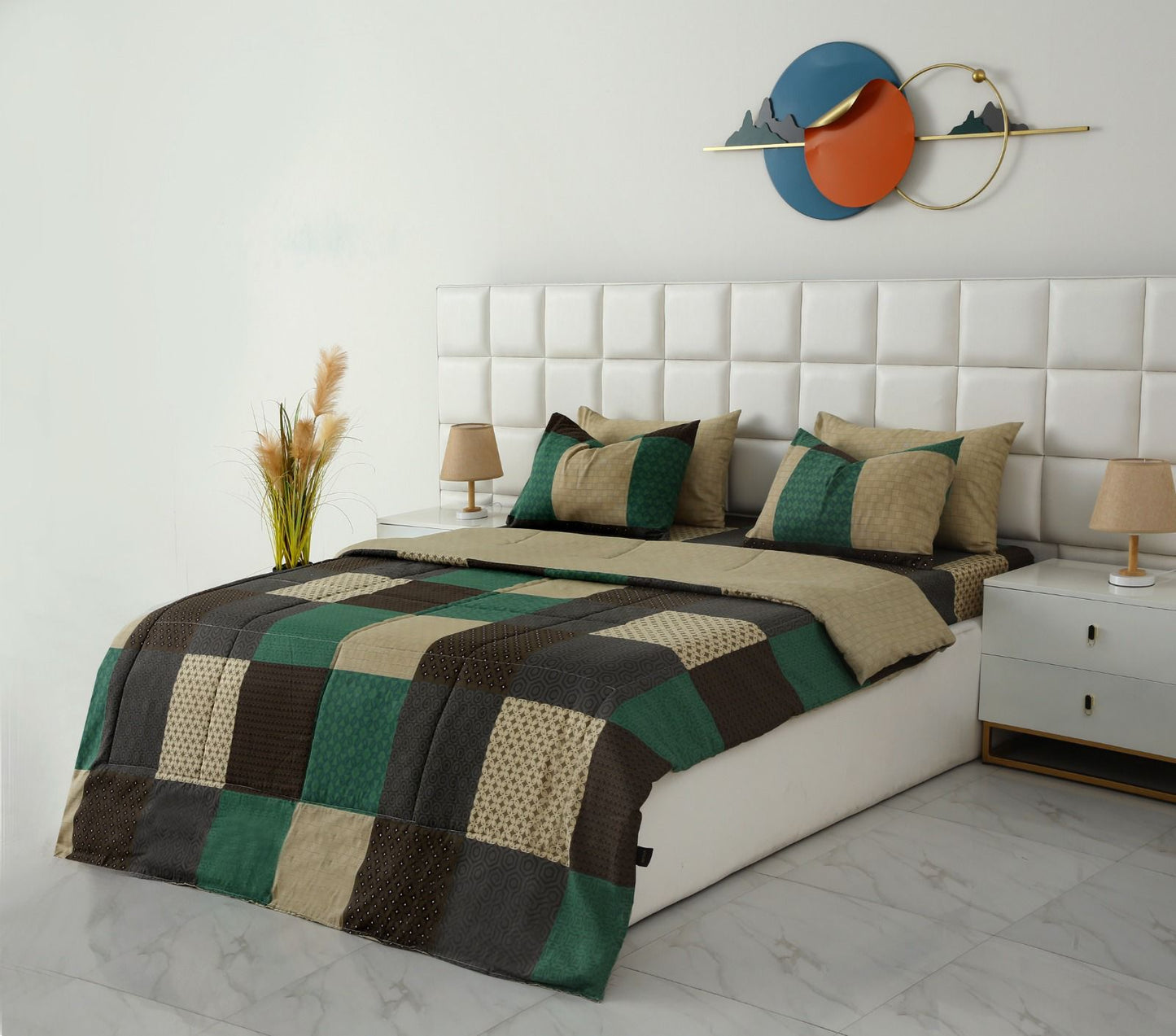 6 PCs Summer Comforter Set- COM002 Bed Spread Apricot