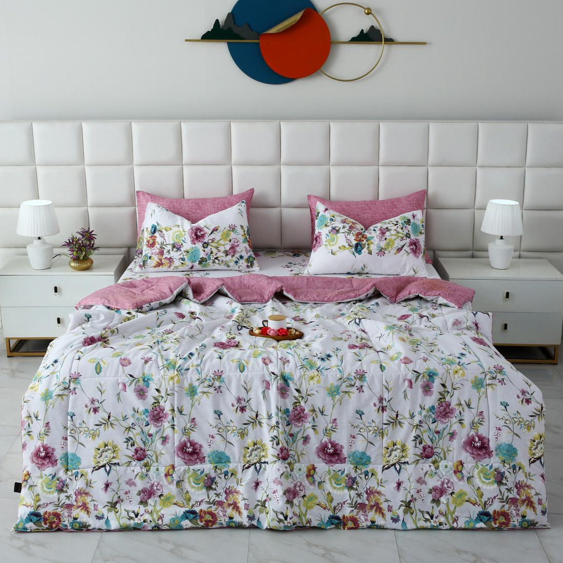 6 PCs Summer Comforter Set- COM007 Bed Spread Apricot