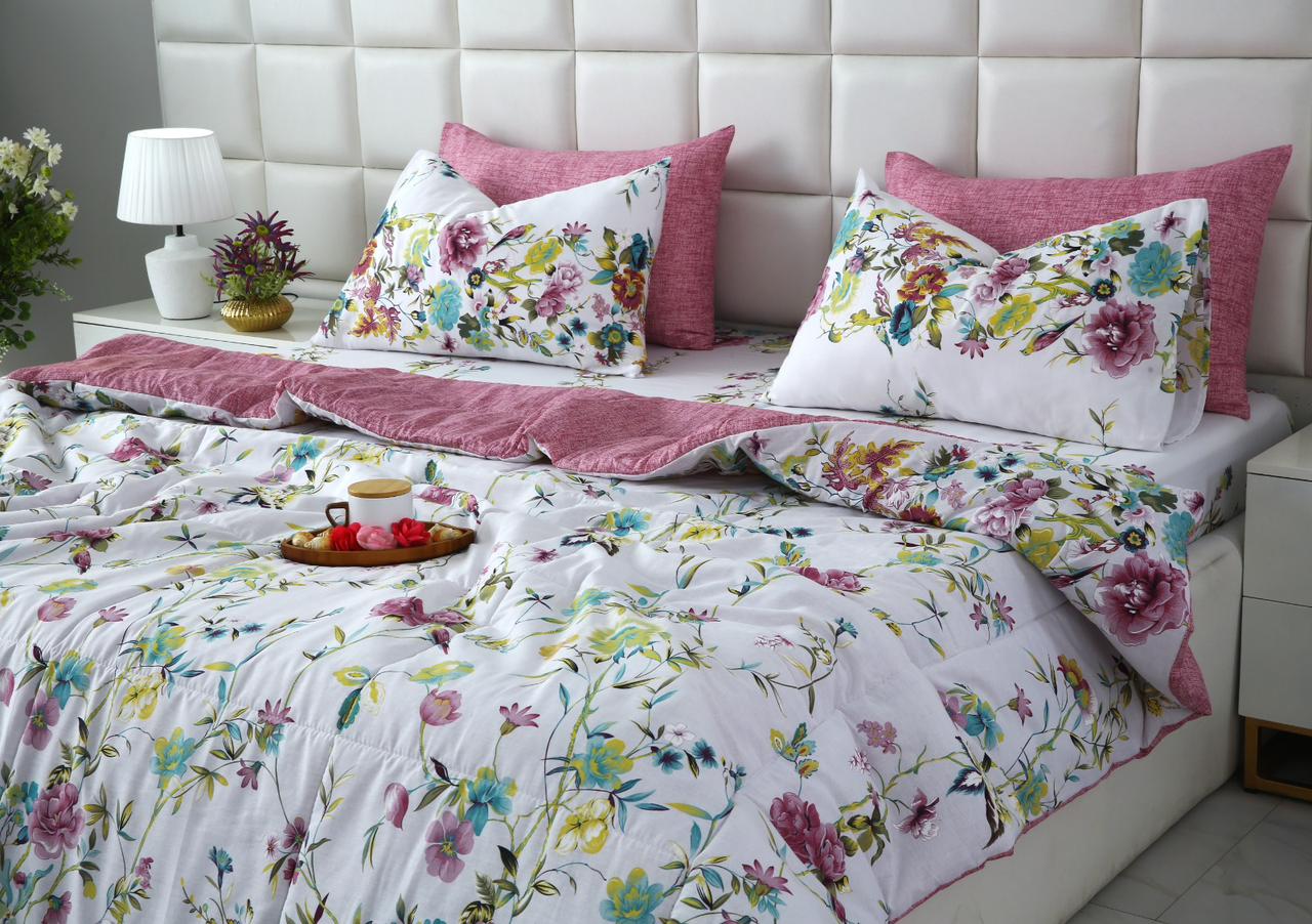 6 PCs Summer Comforter Set- COM007 Bed Spread Apricot