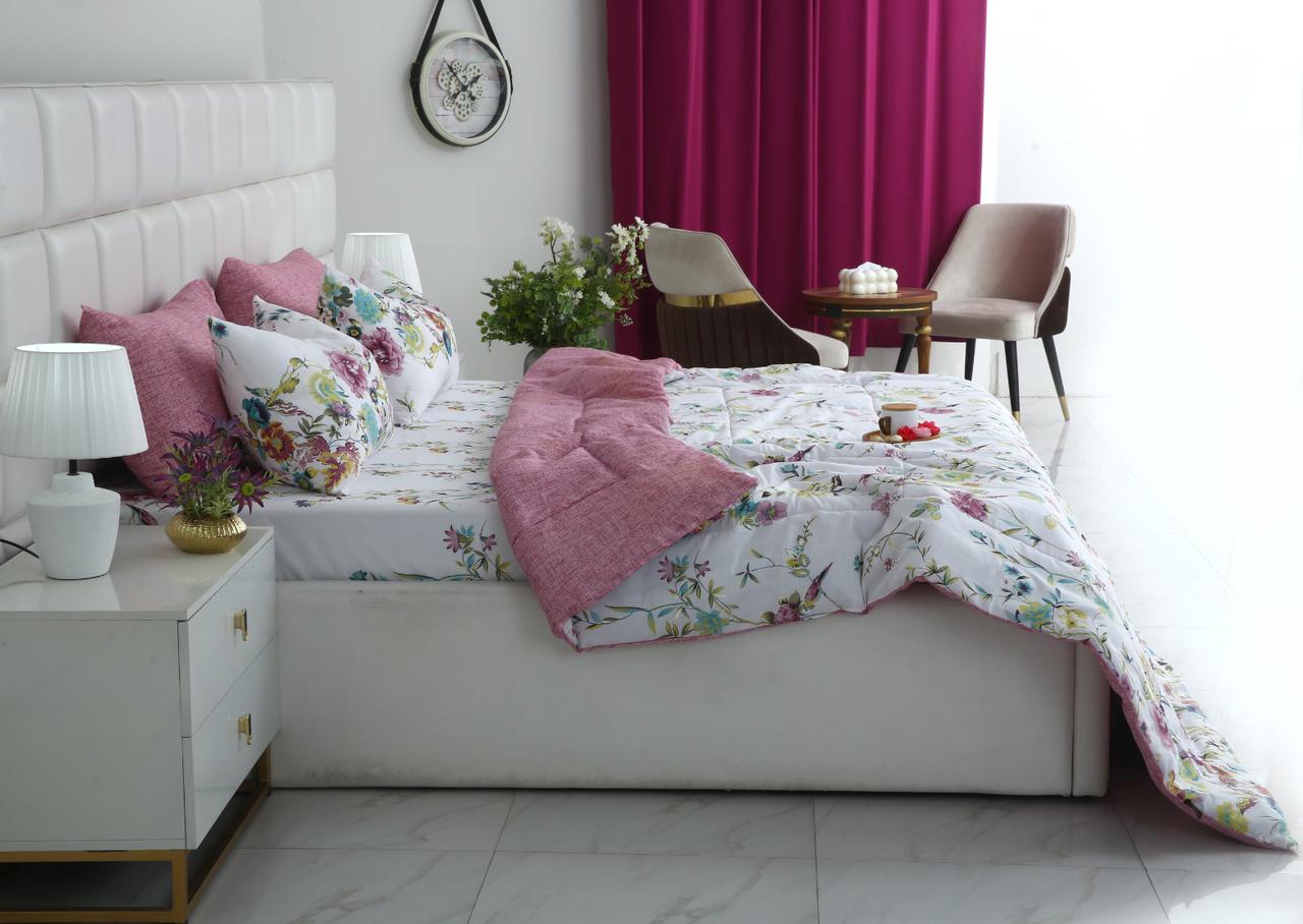 6 PCs Summer Comforter Set- COM007 Bed Spread Apricot