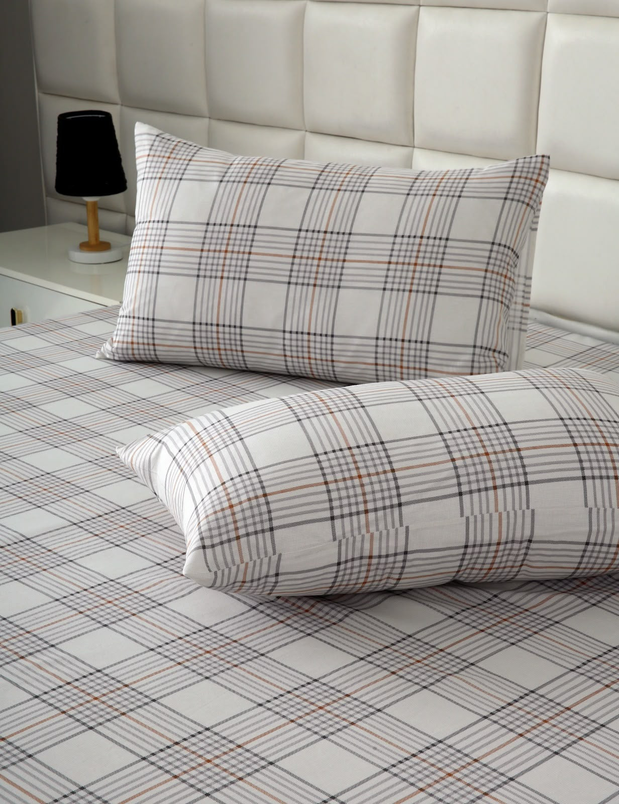3 PCs Double Bed Sheet With Same Packing- Check BED SHEET Apricot