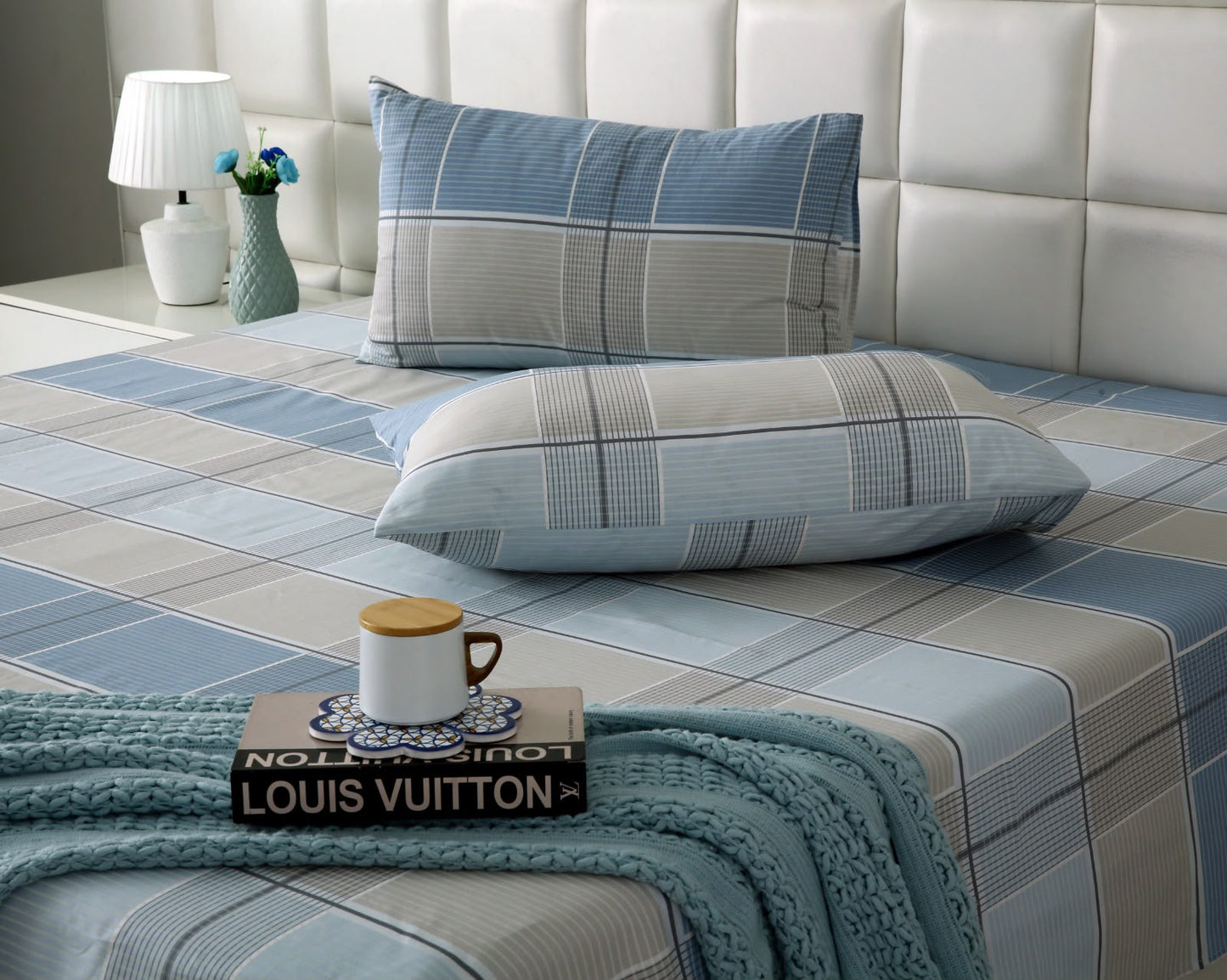 3 PCs Double Bed Sheet With Same Packing- Cobblestone