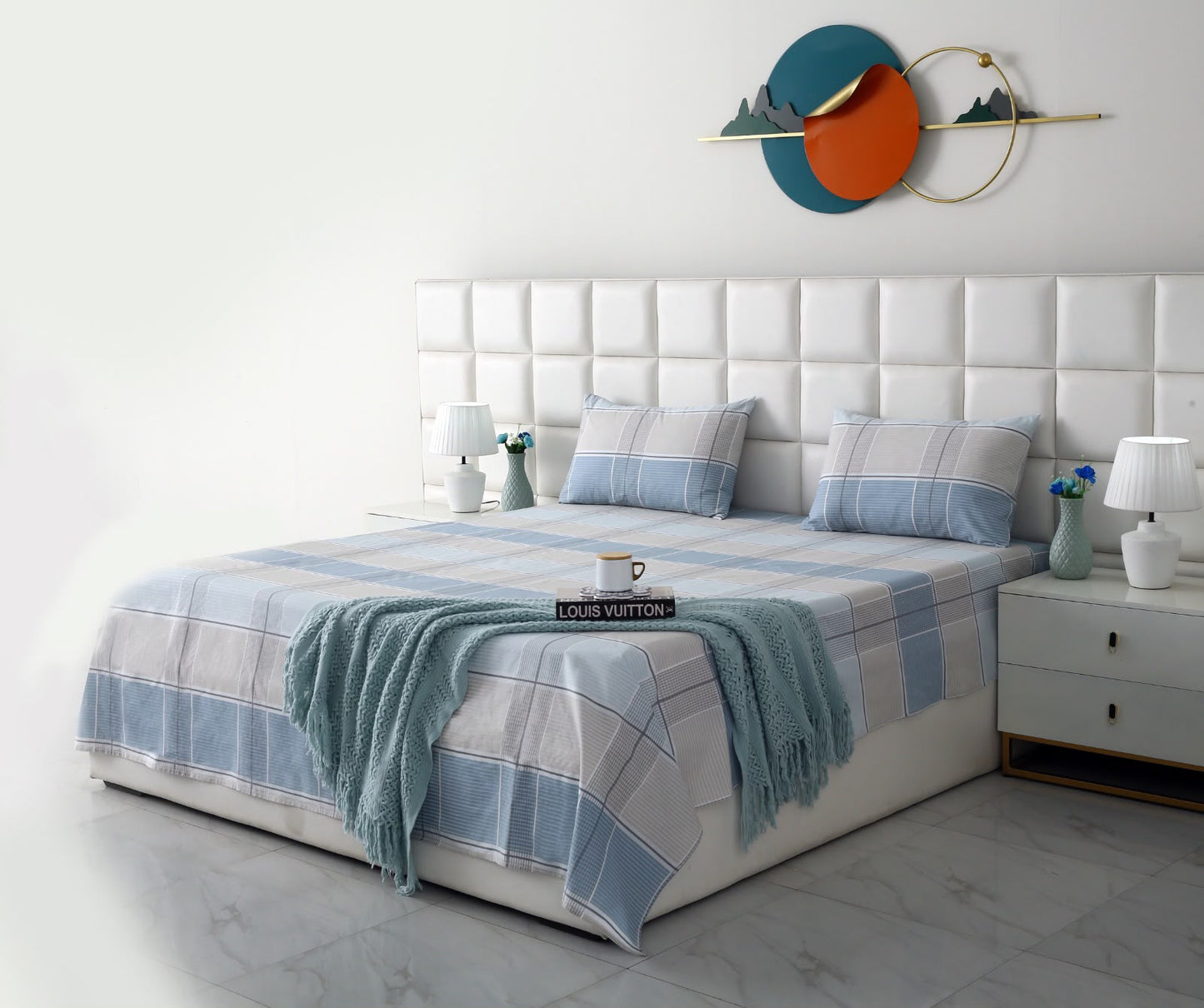 3 PCs Double Bed Sheet With Same Packing- Cobblestone