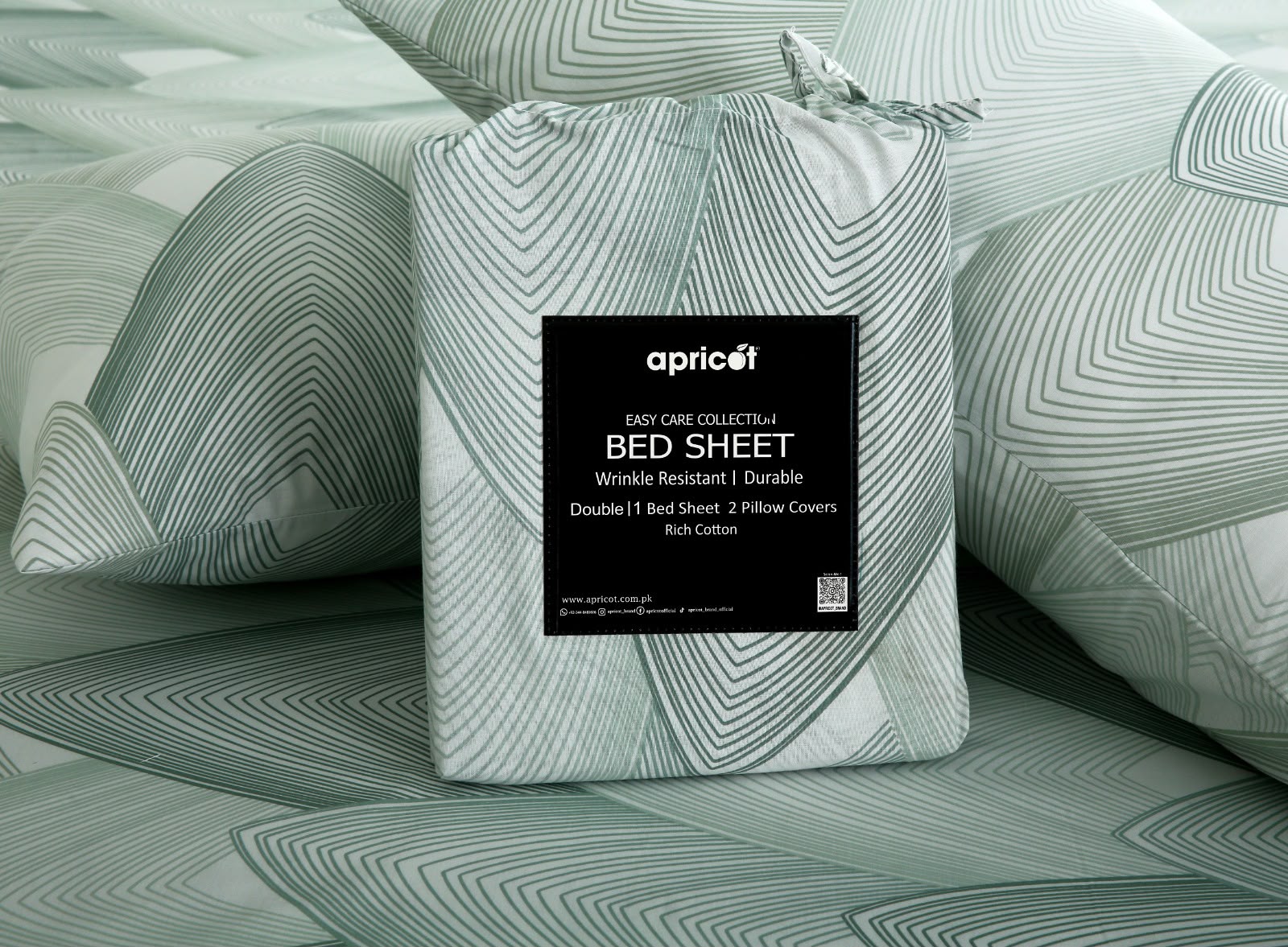 3 PCs Double Bed Sheet With Same Packing- Sketchey Art BED SHEET Apricot