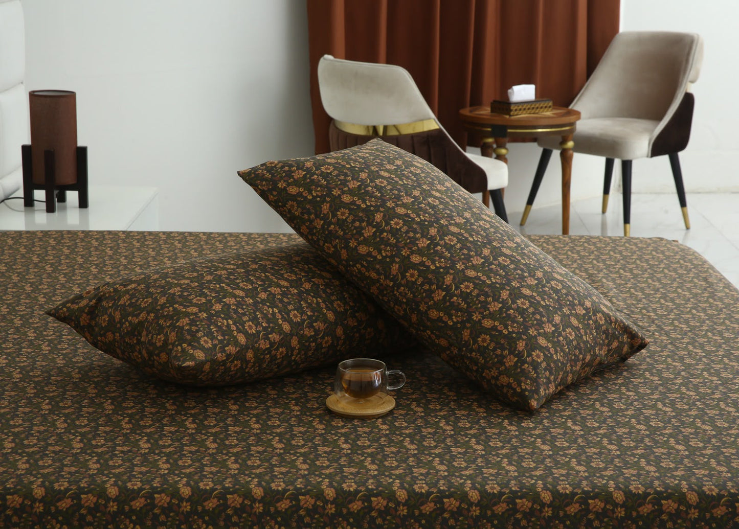 3 PCs Double Bed Sheet With Same Packing- Coral Spice BED SHEET Apricot