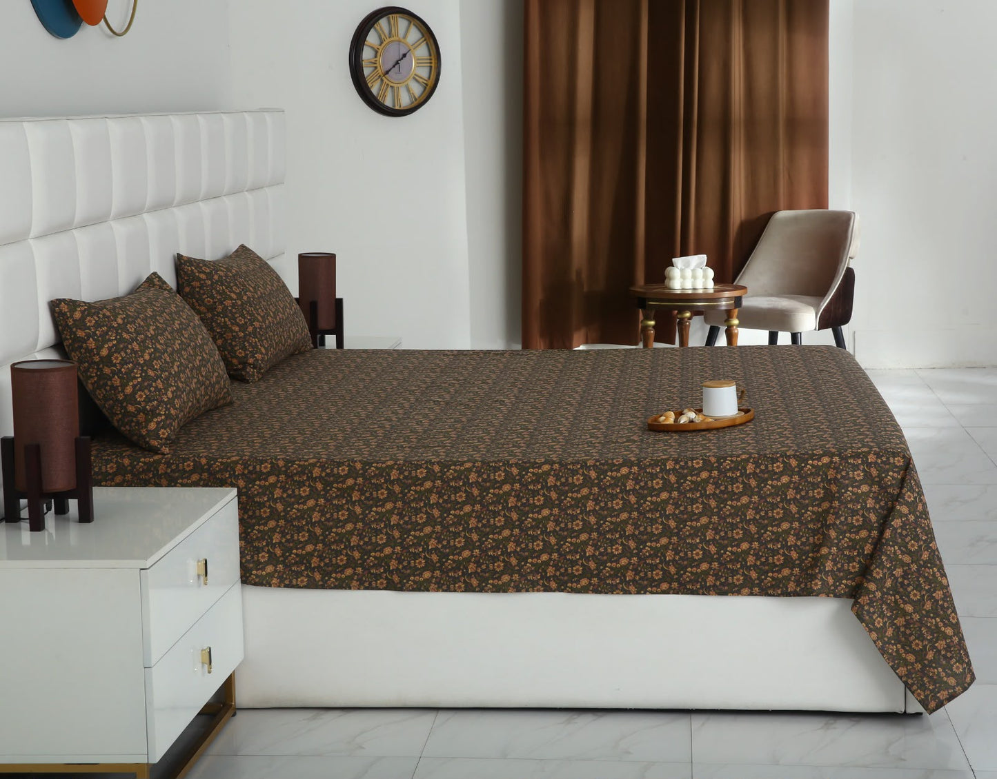 3 PCs Double Bed Sheet With Same Packing- Coral Spice BED SHEET Apricot