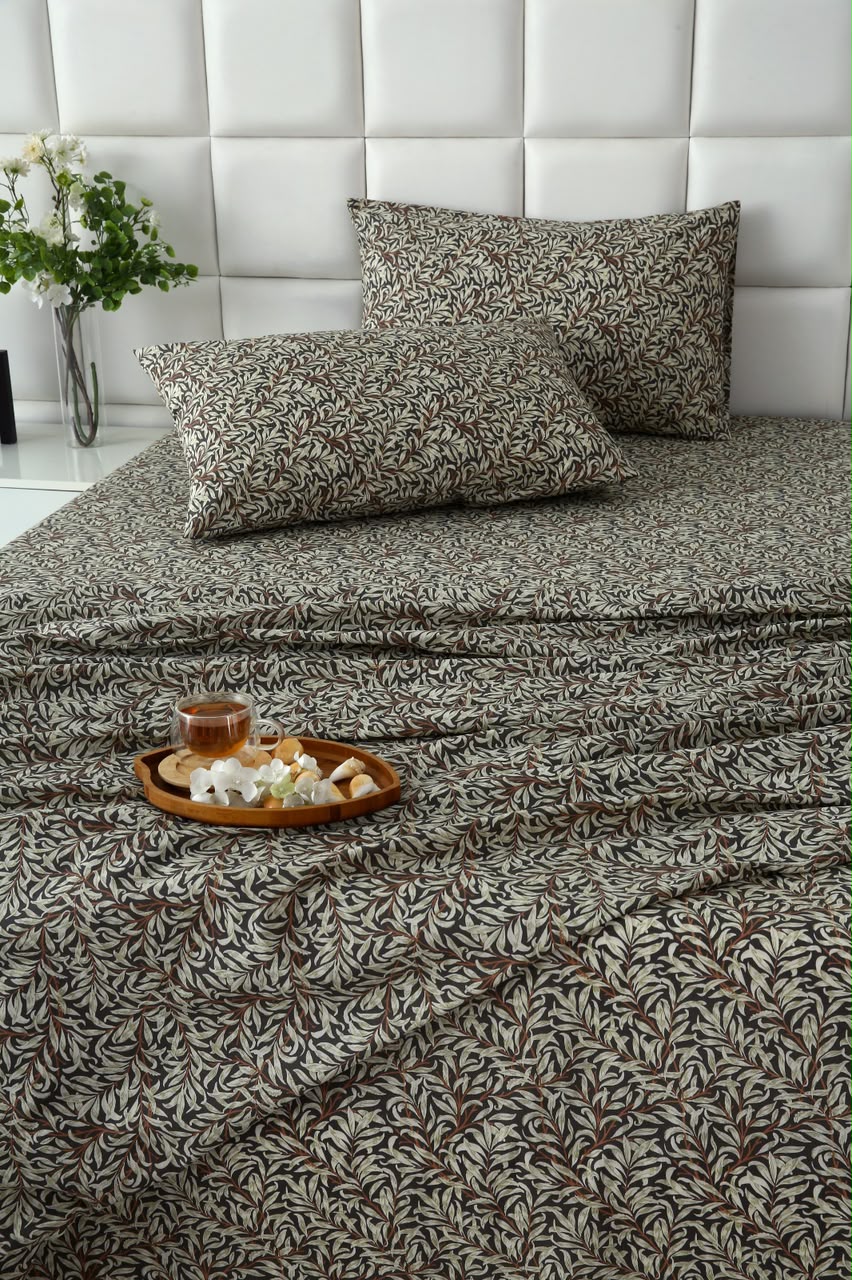 3 PCs Double Bed Sheet With Same Packing- Brown Hawaii