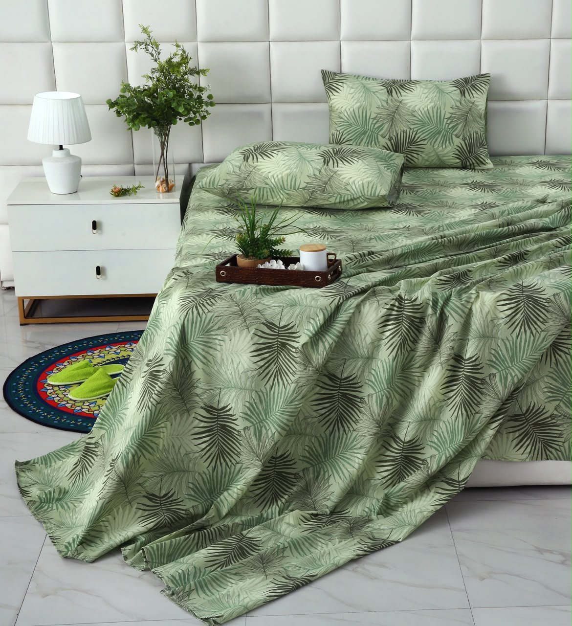 3 PCs Double Bed Sheet With Same Packing- Leaved Vanilla
