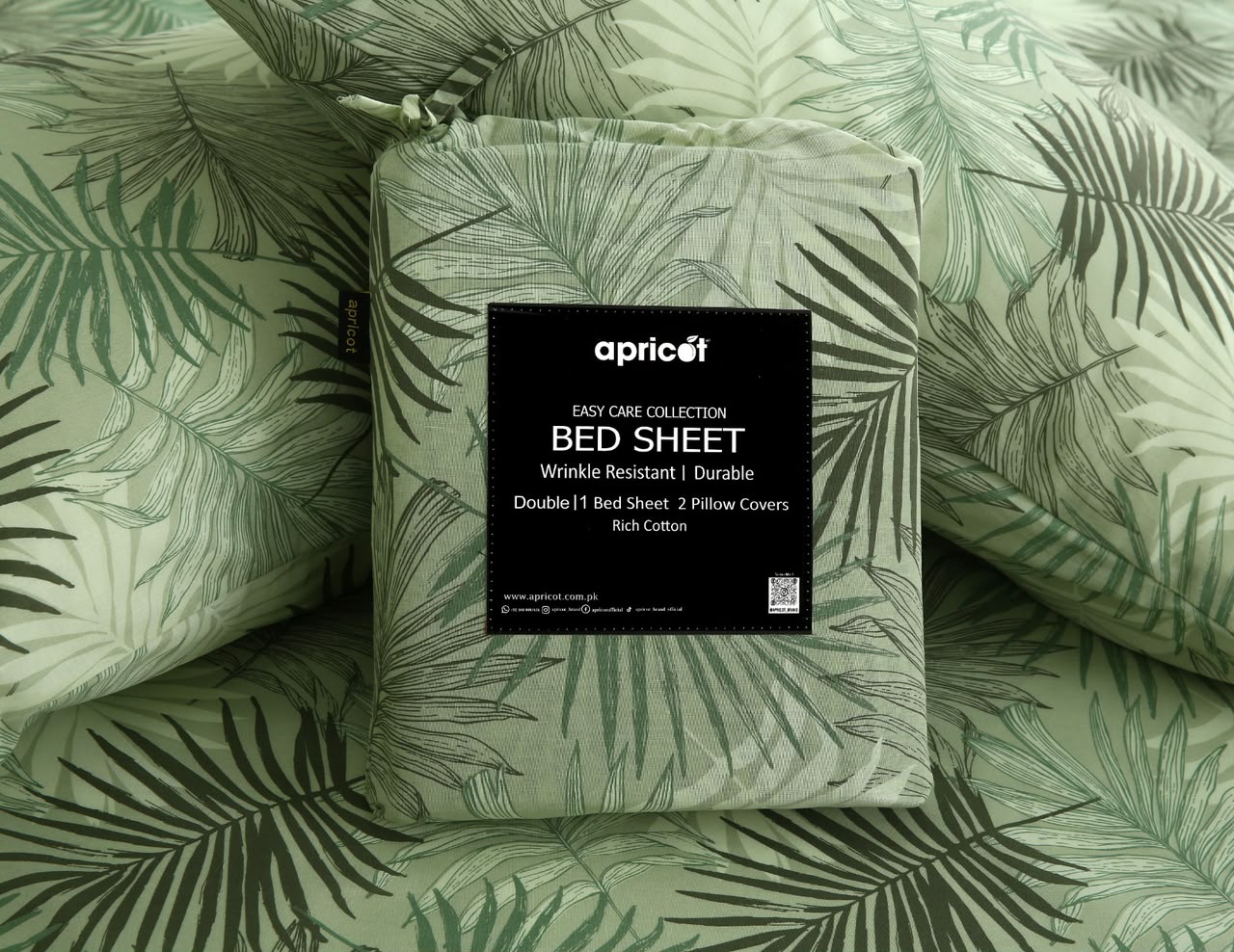 3 PCs Double Bed Sheet With Same Packing- Leaved Vanilla