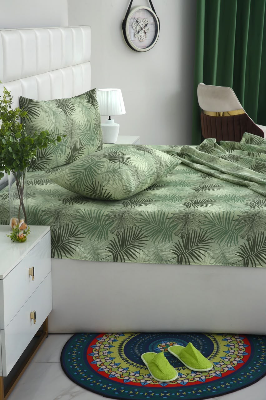3 PCs Double Bed Sheet With Same Packing- Leaved Vanilla