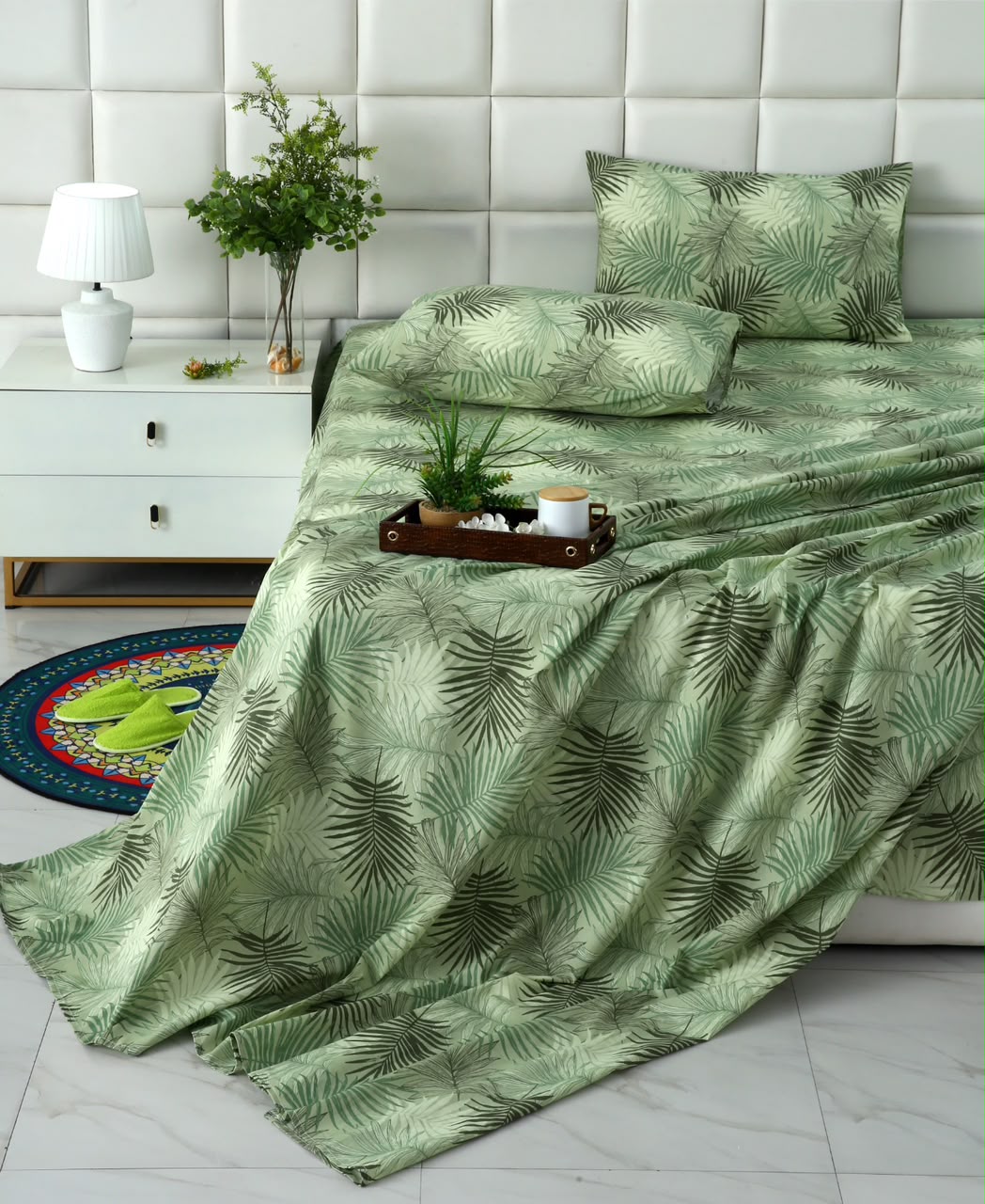 3 PCs Double Bed Sheet With Same Packing- Leaved Vanilla
