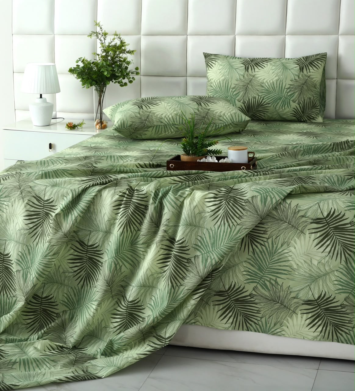 3 PCs Double Bed Sheet With Same Packing- Leaved Vanilla