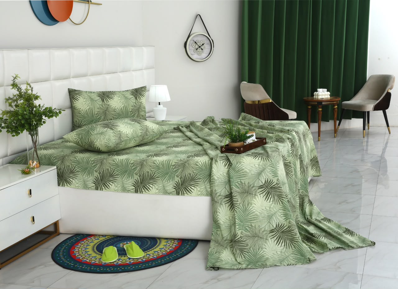 3 PCs Double Bed Sheet With Same Packing- Leaved Vanilla