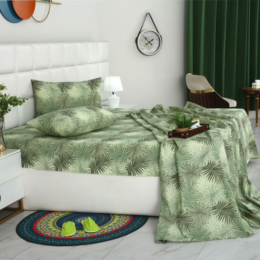 3 PCs Double Bed Sheet With Same Packing- Leaved Vanilla BED SHEET Apricot