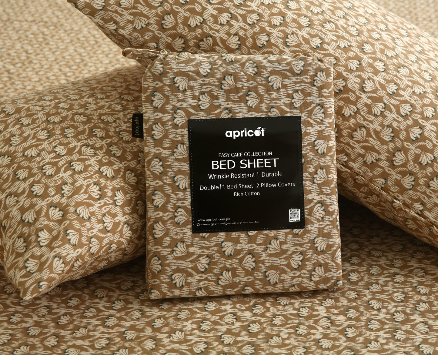 3 PCs Double Bed Sheet With Same Packing- Ecru