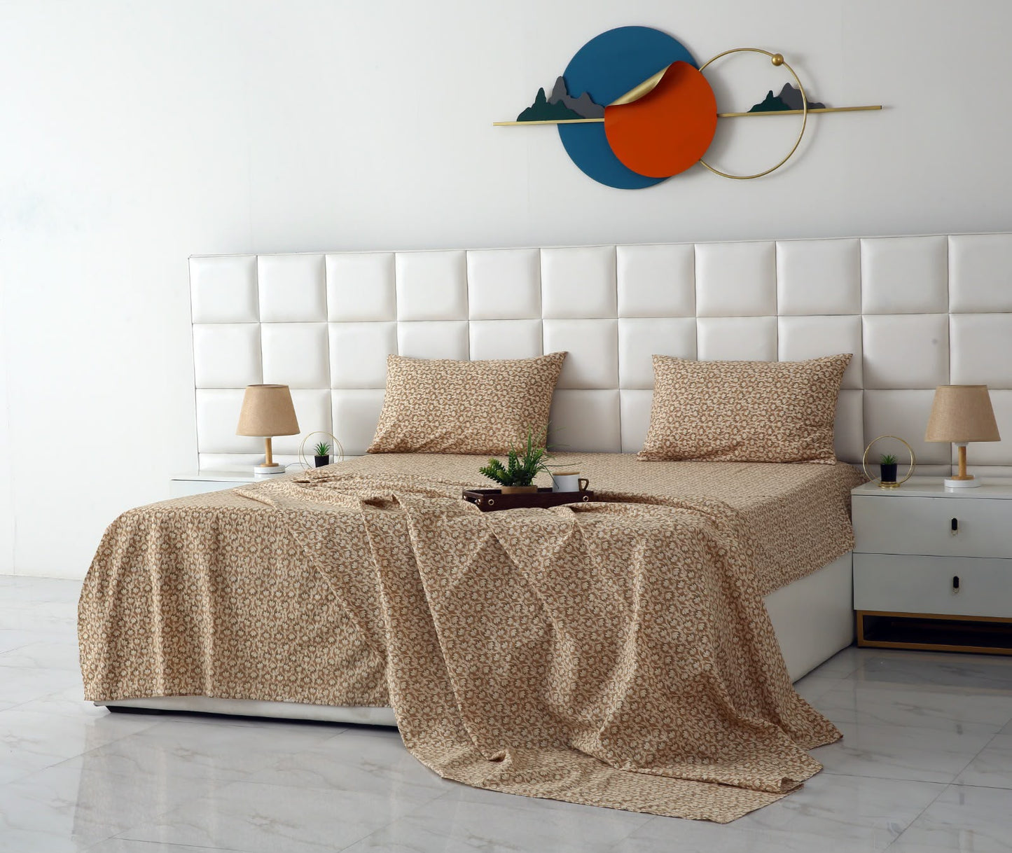3 PCs Double Bed Sheet With Same Packing- Ecru