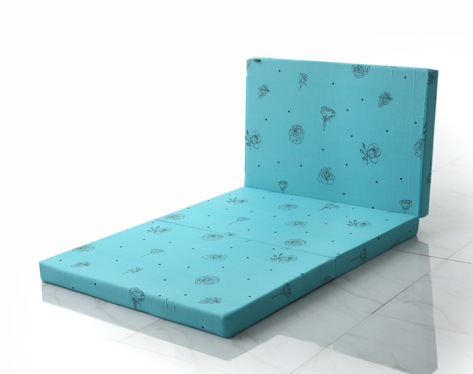 Foldable Mattress- Aqua Abstract Flower Protectors Apricot