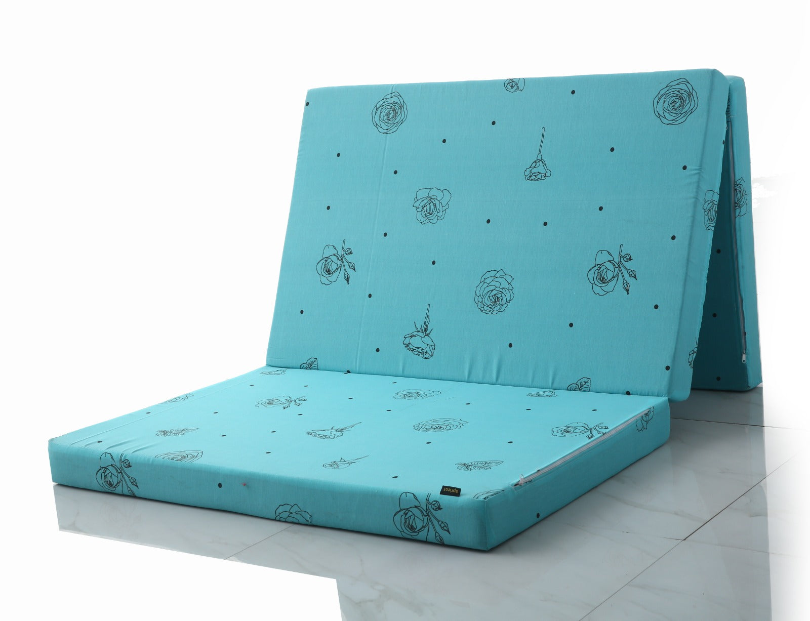Foldable Mattress- Aqua Abstract Flower Protectors Apricot