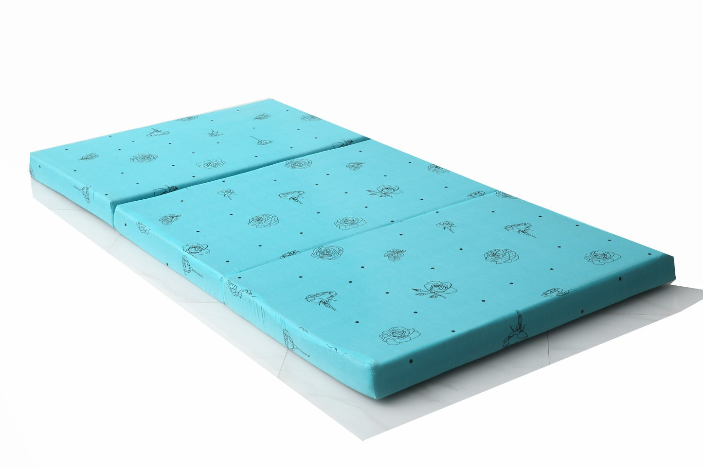 Foldable Mattress- Aqua Abstract Flower Protectors Apricot