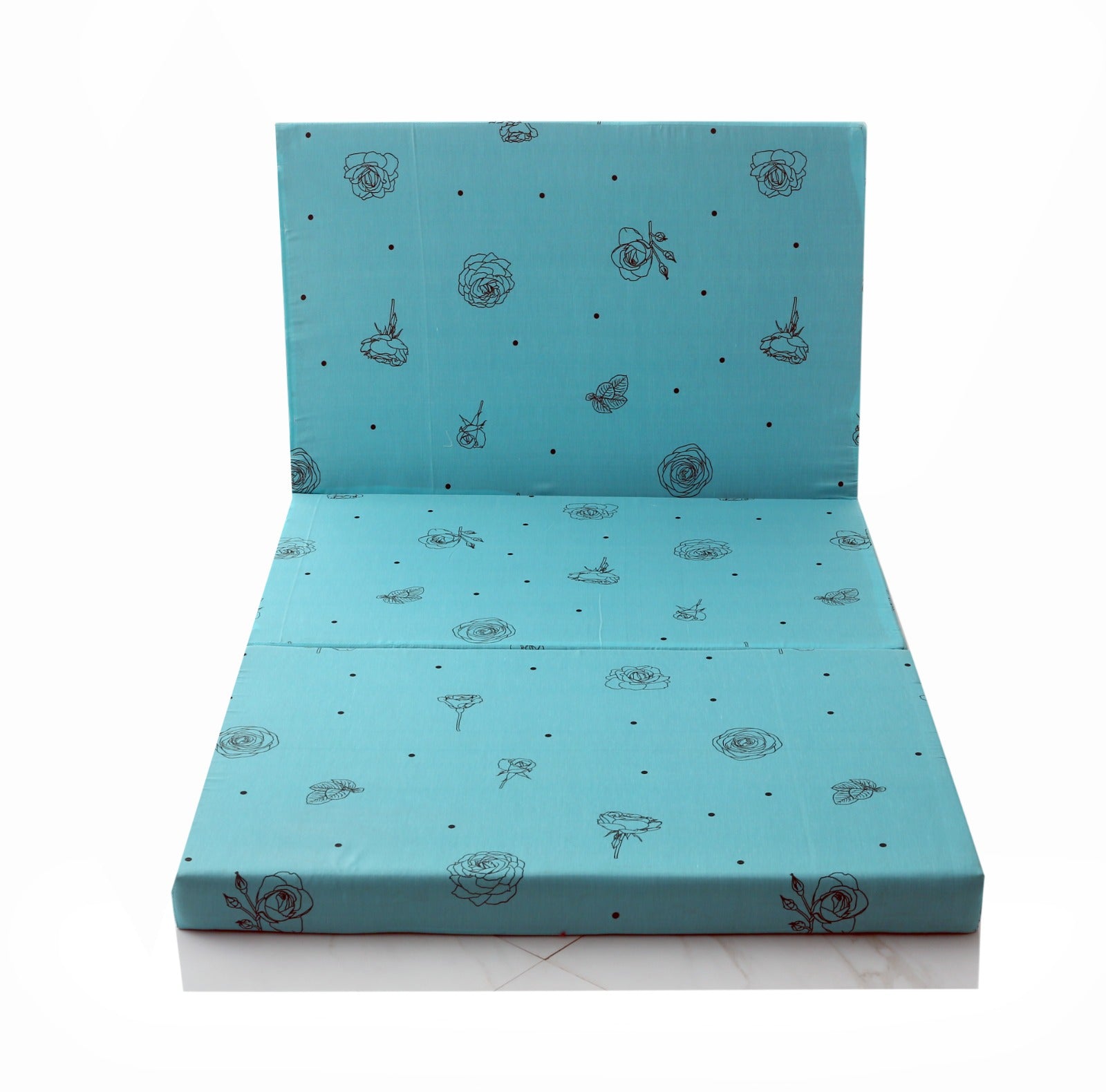 Foldable Mattress- Aqua Abstract Flower Protectors Apricot
