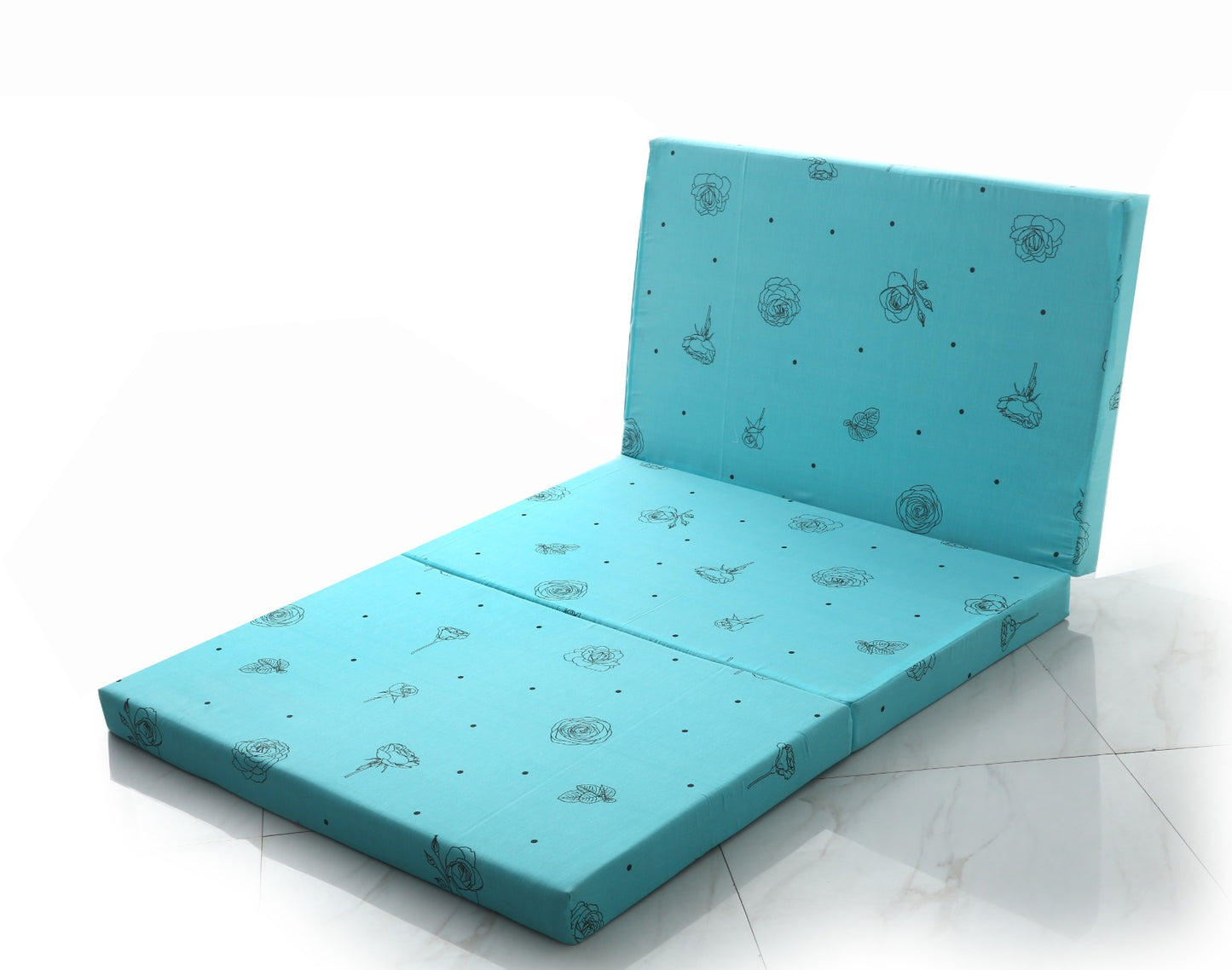 Foldable Mattress- Aqua Abstract Flower Protectors Apricot