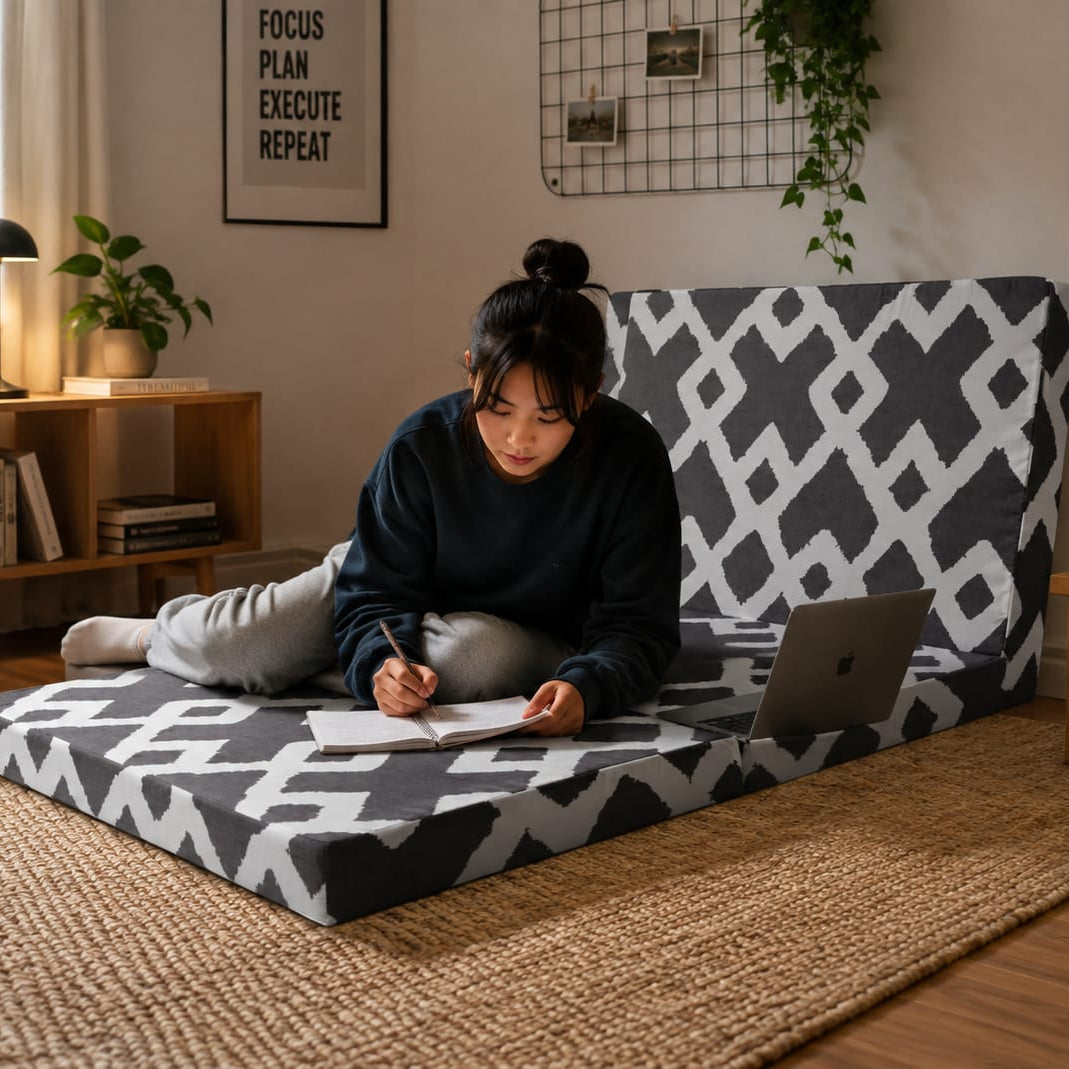 Foldable Mattress- Grey Diamond