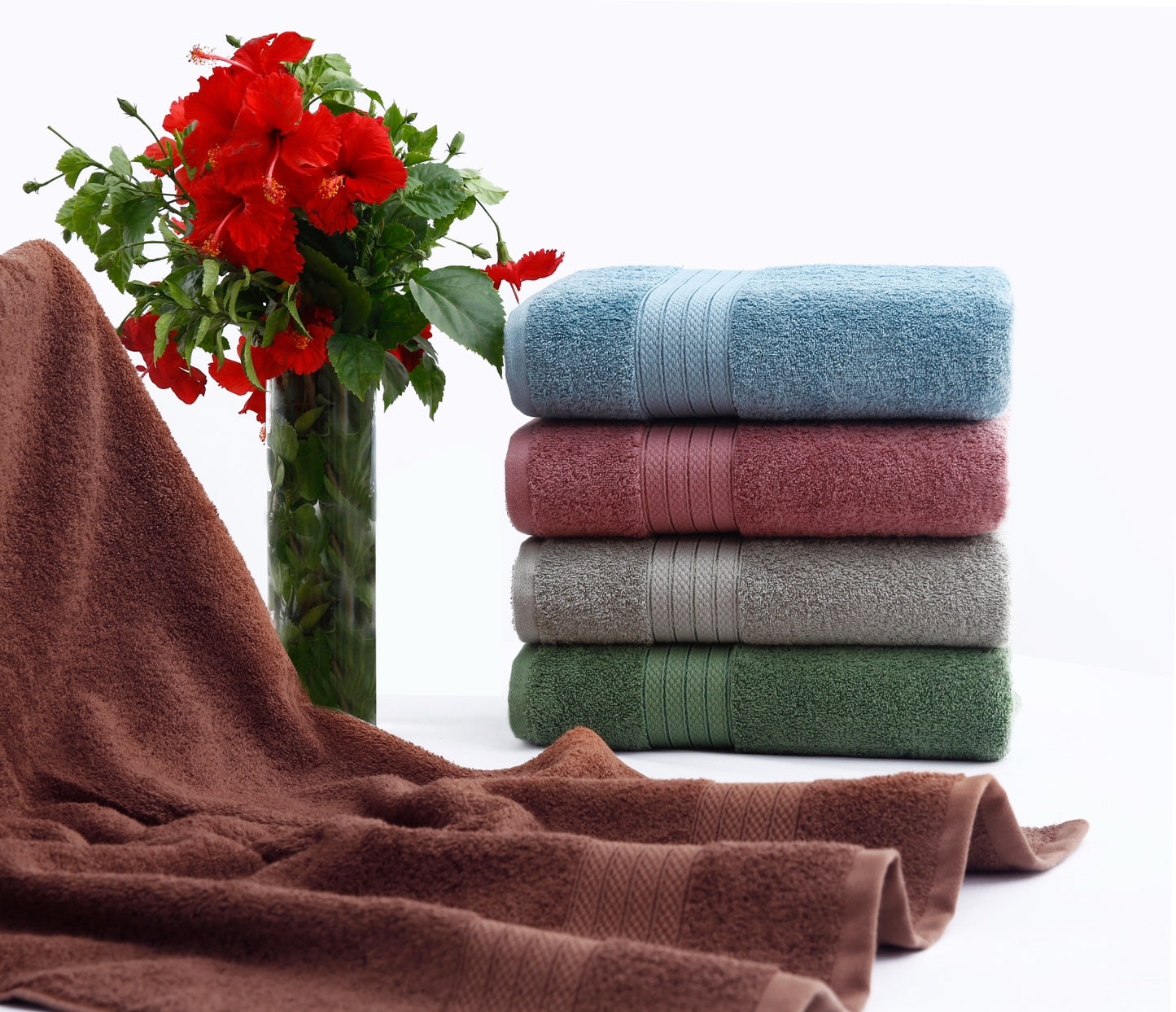 1 PC 100% Cotton Towel (16079)- Dessert Sage