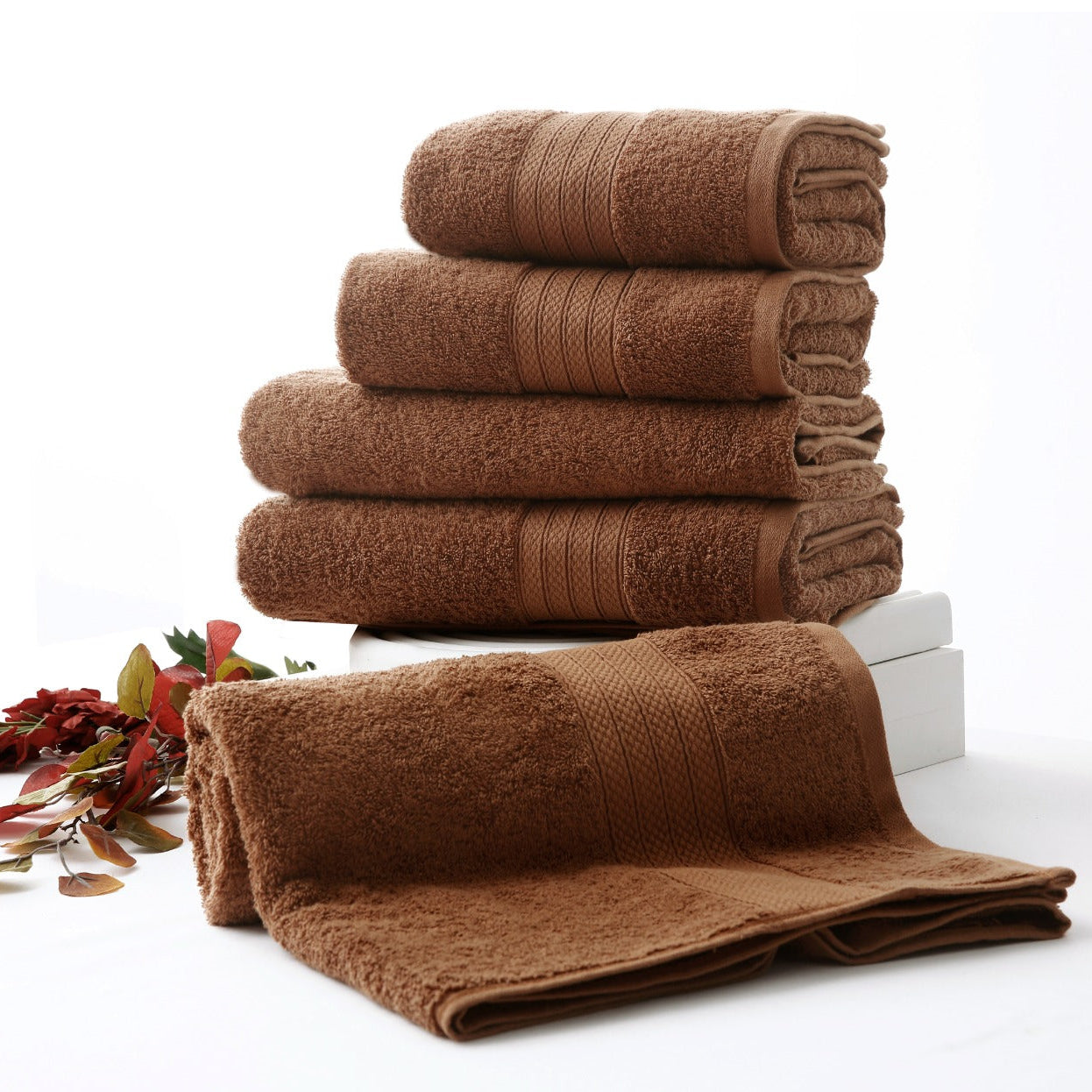 1 PC 100% Cotton Towel (16080)- Sudan Brown