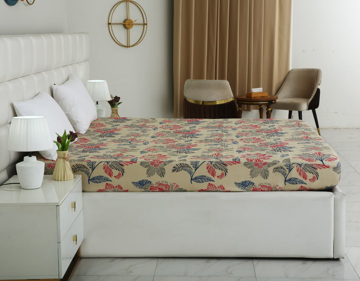 Quilted Waterproof Mattress Protector- Cherry Blossom