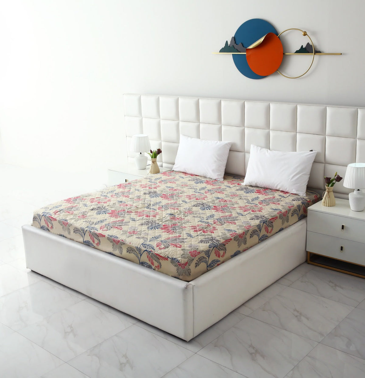 Quilted Waterproof Mattress Protector- Cherry Blossom