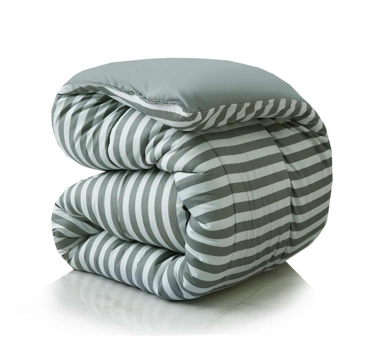 8 PCs Winter Razai Set- Grey Stripes Comforters Apricot
