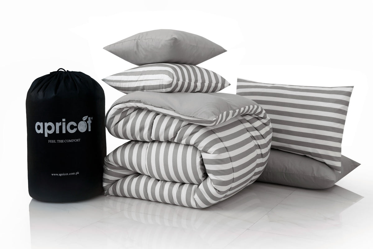 8 PCs Winter Razai Set- Beige Stripes