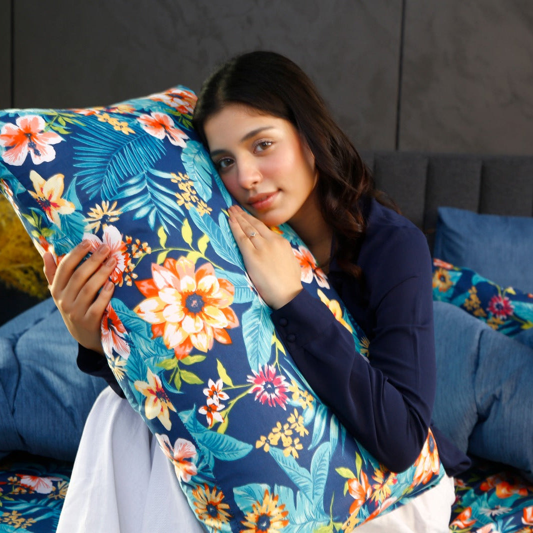 8 PCs Premium Winter Razai Set- Tropical Tide Comforters Apricot
